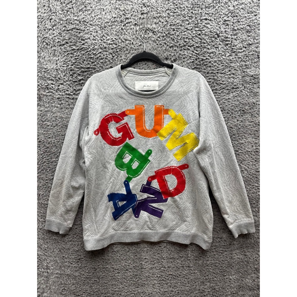 Julien David Gumband Graphic Crewneck Pullover Sweater Gray Designer Womens S/M